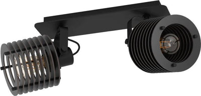 Spot Eglo segovia - e27 - 33,5 cm - nero - legno acciaio