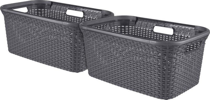 Cesto per biancheria stile Curver - 45 l - 2 pezzi - antracite