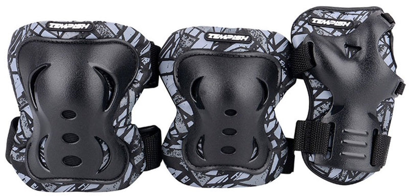 Tempish skate beschermset voor volwassenen - knie elleboog polsbeschermers - zwart - maat s