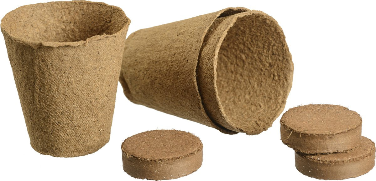 Nature - biopot h8 x ø8cm + pastilla de coco (3 uds.) - macetero para cortar - biodegradable