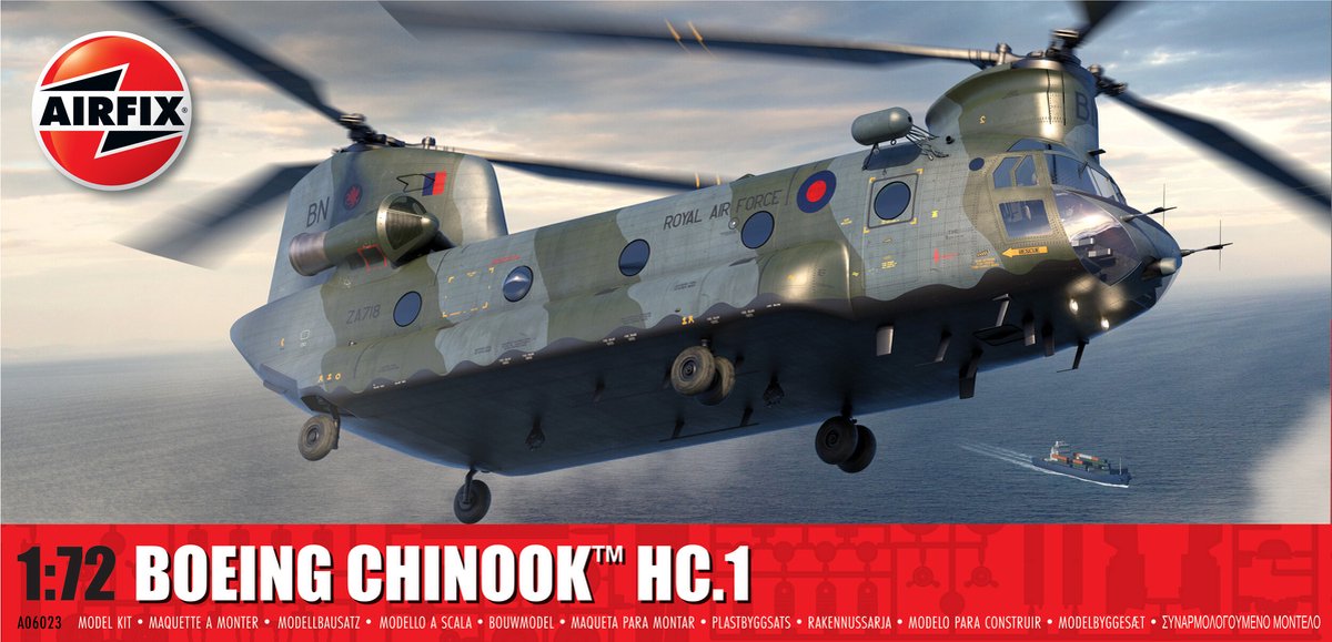 Airfix model kit aircraft - 06023 boeing h-47 chinook hc.1 helicopter plastic - 1:72 - model making