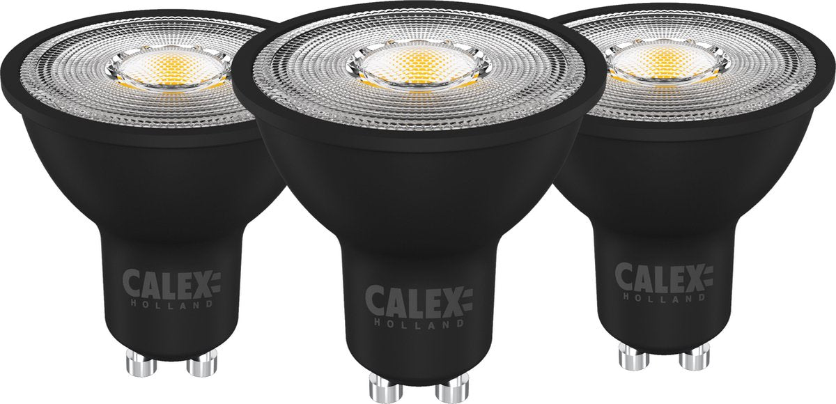 Lampada LED Calex - 3 pezzi - 3x spot gu10 - faretti da incasso - dimmerabile - nero - luce bianca calda - 5w