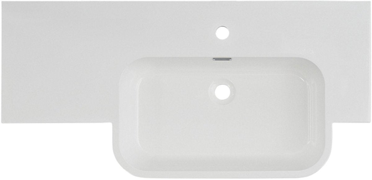 Differnz lavello 100x20x48cm 1 foro rubinetto 1 lavabo in polycemento bianco