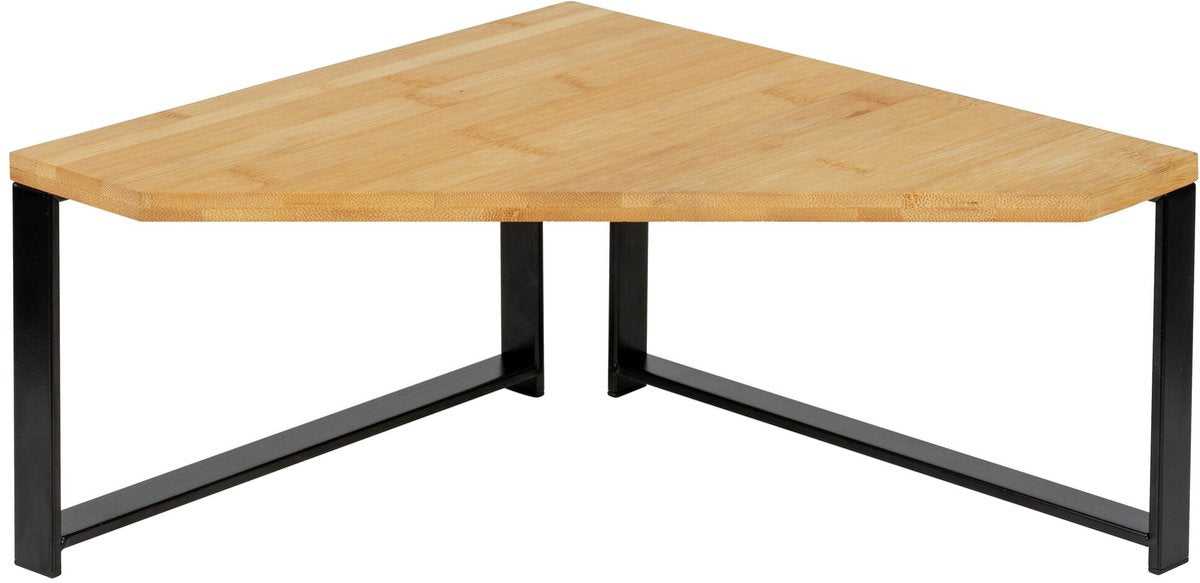 Scaffale da cucina Wenko modello lou corner in acciaio nero opaco e bambù certificato FSC 30x15x30cm - scaffale da cucina da appoggio - organizer da cucina