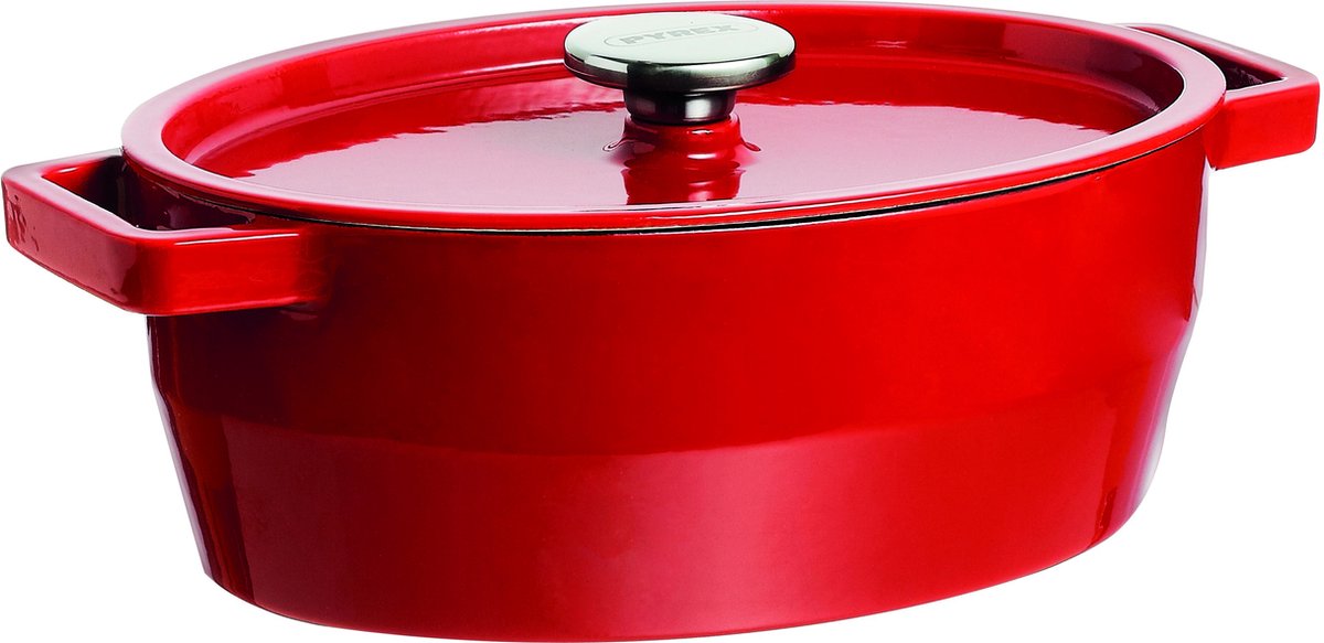 Casseruola ovale Pyrex a cottura lenta - ghisa - 5,8 litri - rossa