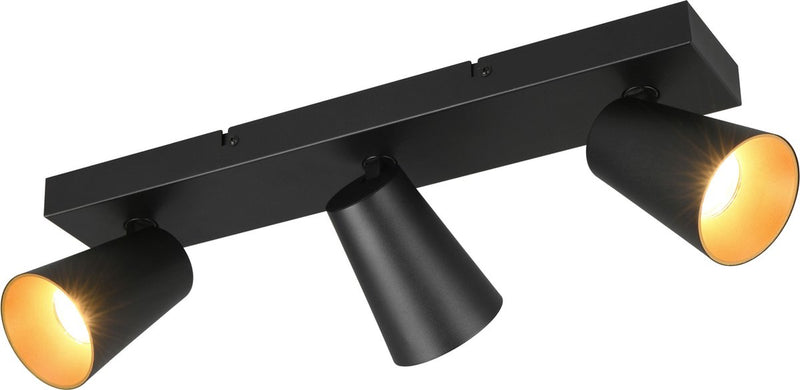 Trio afilado - spot - negro mate - excl. 3x gu10 4,9 w - montaje en pared y techo