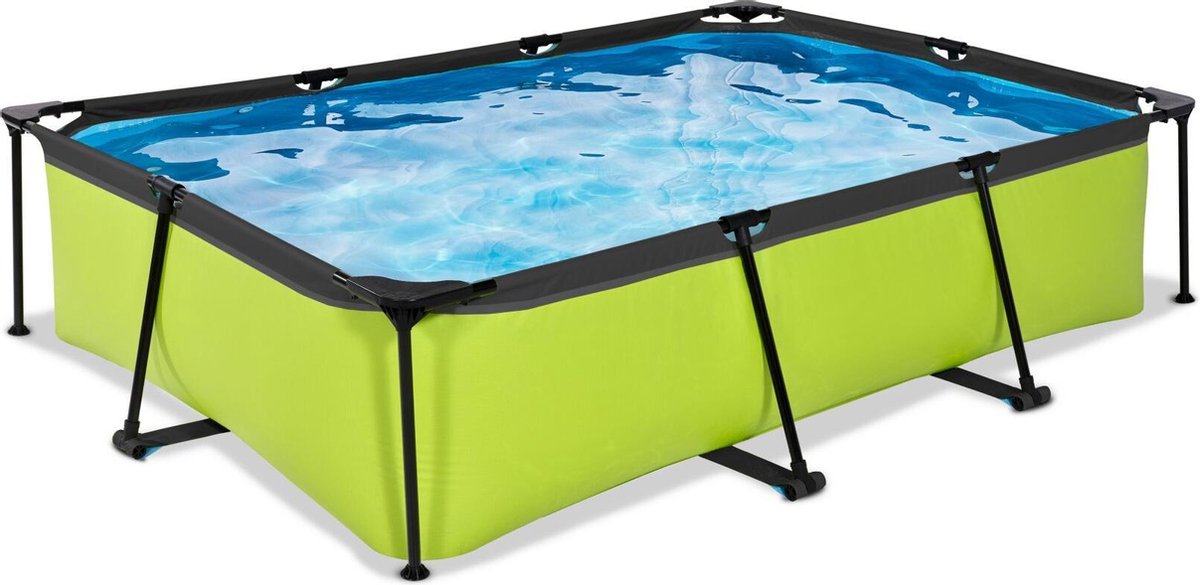 Exit Toys piscina con estructura de cal 300x200x65cm - piscina elevada - con bomba depuradora - rectangular - verde