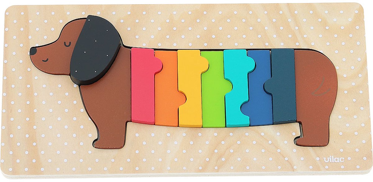Vilac houten puzzel hond andy westface kleurrijk leerspeelgoed 2+ jaar.