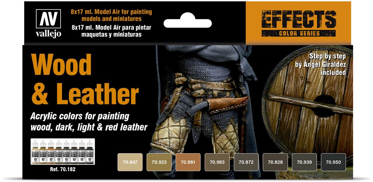 Vallejo model color wood and leather - 8 kleuren - 17ml - 70182