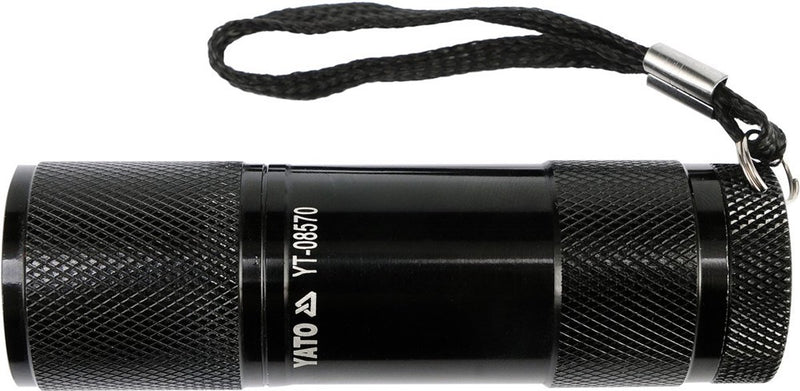 Yato - linterna de aluminio - 9 LED - negro - 85x25mm