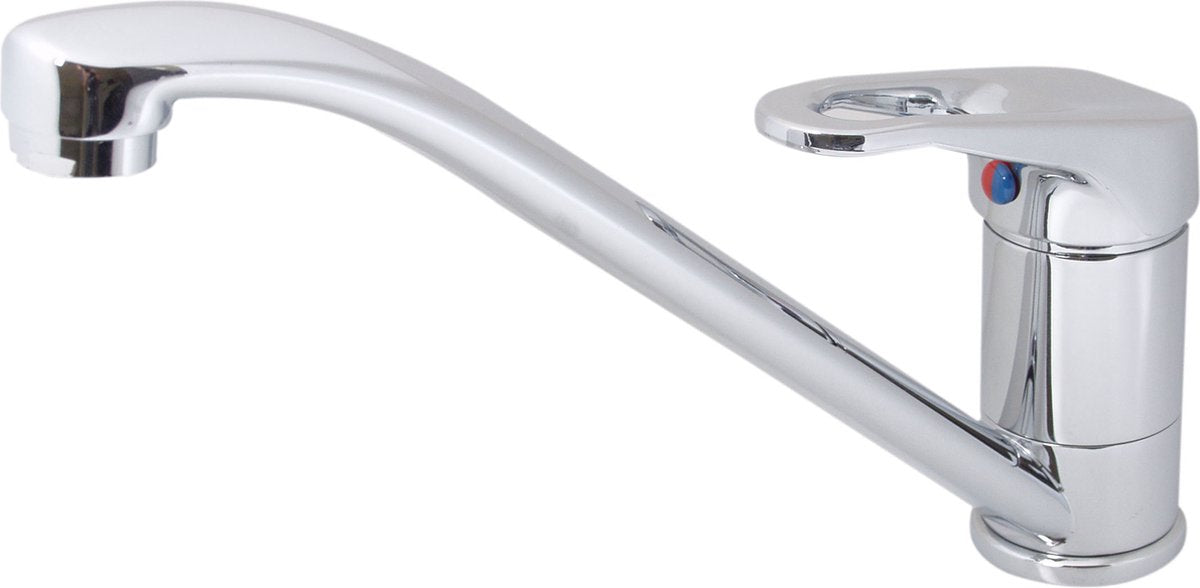 Plieger solid keukenkraan - 1-gats - draaibare uitloop - chroom