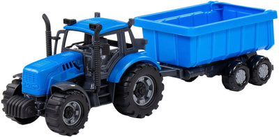 Cavallino Toys Tractor Cavallino con rimorchio per camion con ribaltamento blu, scala 1:32