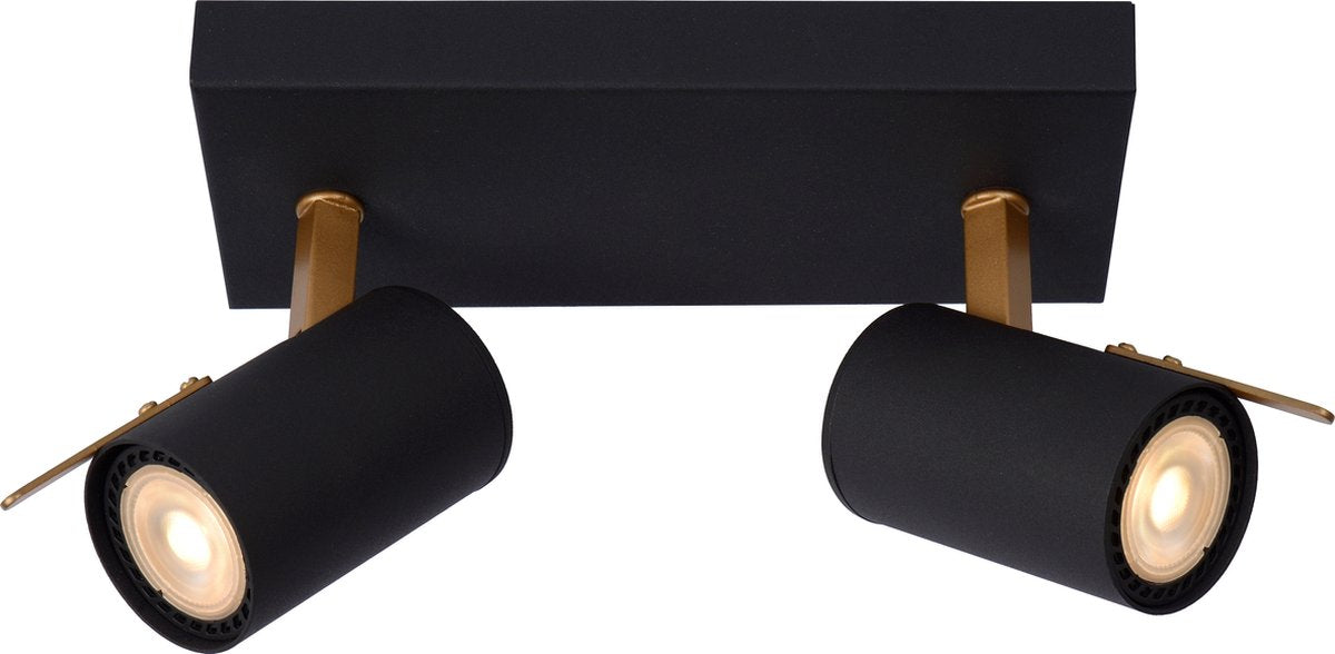 Lucide grony - faretto da soffitto (plafoniera) - led dimmerabile caldo - gu10 - 2x5w 2200k 3000k - nero