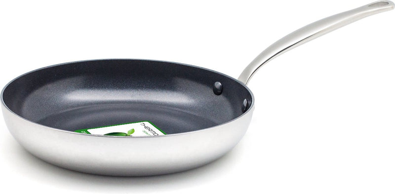 Greenpan barcelona evershine padella 24 cm - rivestimento antiaderente senza pfas - padella a induzione - padella in ceramica - adatta al forno fino a 220°C - argento