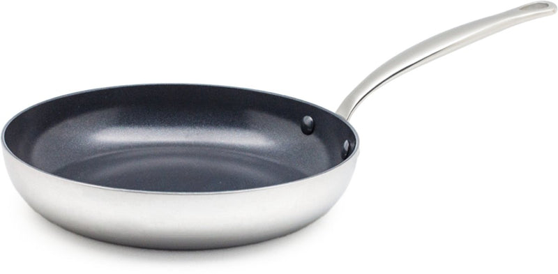 Greenpan barcelona evershine padella 30 cm - rivestimento antiaderente senza pfas - padella a induzione - padella in ceramica - adatta al forno fino a 220°c - argento