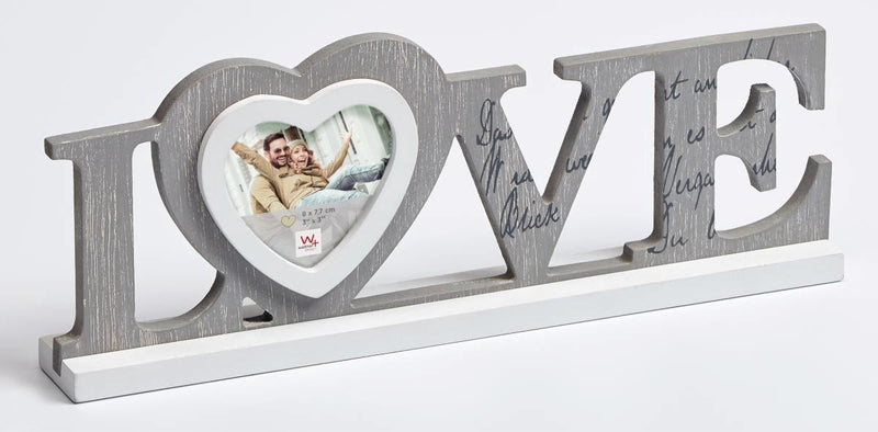 Walther love - marco de retrato de madera - tamaño de foto 8x 7,7 cm - gris blanco