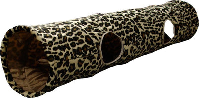 Túnel para gatos flamenco – túnel para gatos leopardo con bola – 130x25 cm – plegable con 4 entradas y sonido crepitante
