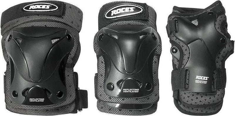 Roces – ventilated skatebescherming 3-pack – extra luchtig lichtgewicht – volwassenen – zwart – maat l