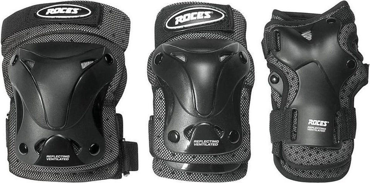Roces – ventilated skatebescherming 3-pack – extra luchtig lichtgewicht – volwassenen – zwart – maat m
