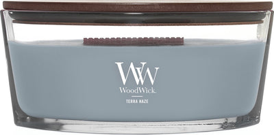 Vela perfumada Woodwick Heartwick Flame Ellipse - Terra Haze - 50 horas de combustión