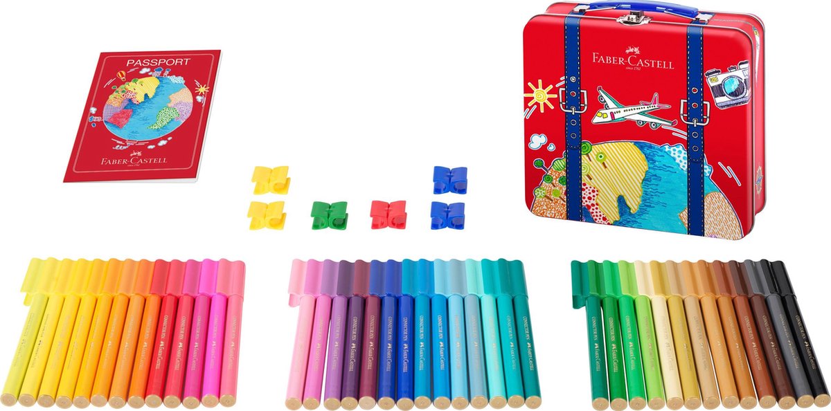 Pennarelli Faber-castell - connettore - set regalo - 46 pezzi in custodia da viaggio - fc-155535