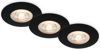 Briloner - set 3 faretti da incasso LED - illuminazione bagno - ø9 cm - ip65 - 5w - 480 lm - 3.000 k - nero
