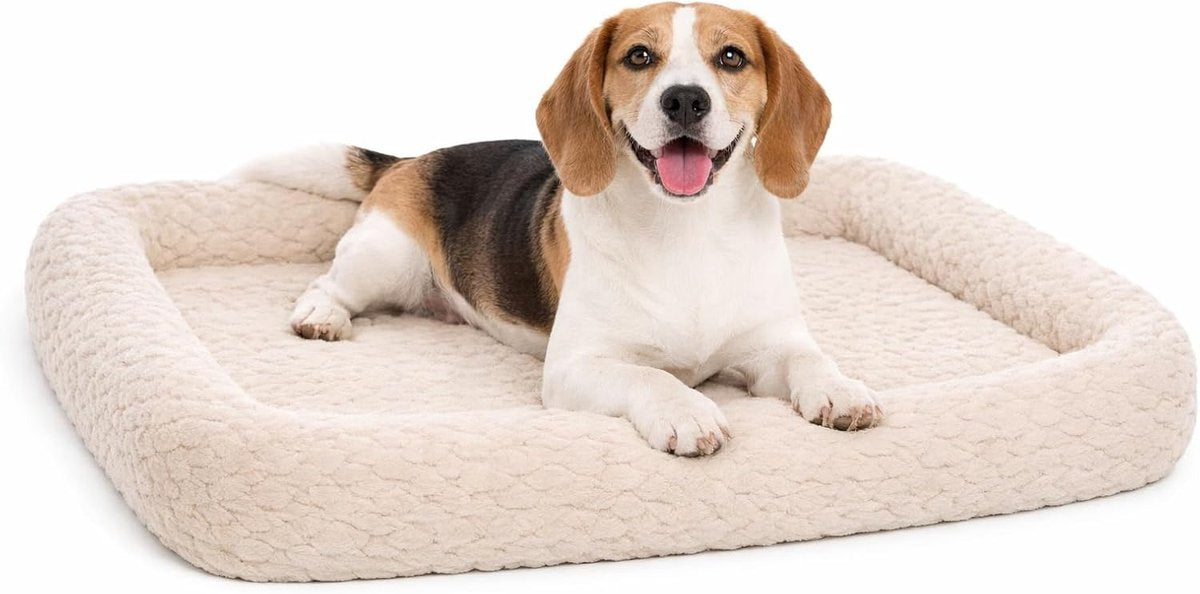 Cojín para perros Flamingo - cesta para perros - naya rectangular beige con borde 85,5x51cm - soporte adicional - lujosa comodidad para tumbarse