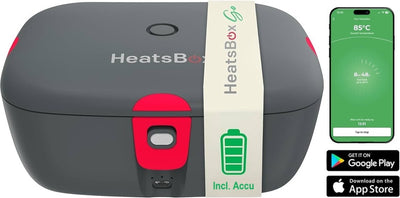 Faitron - heatsbox go - fiambrera eléctrica - con batería - acero inoxidable - fiambrera calentada - para comidas calientes - diferentes compartimentos - con aplicación - 220v