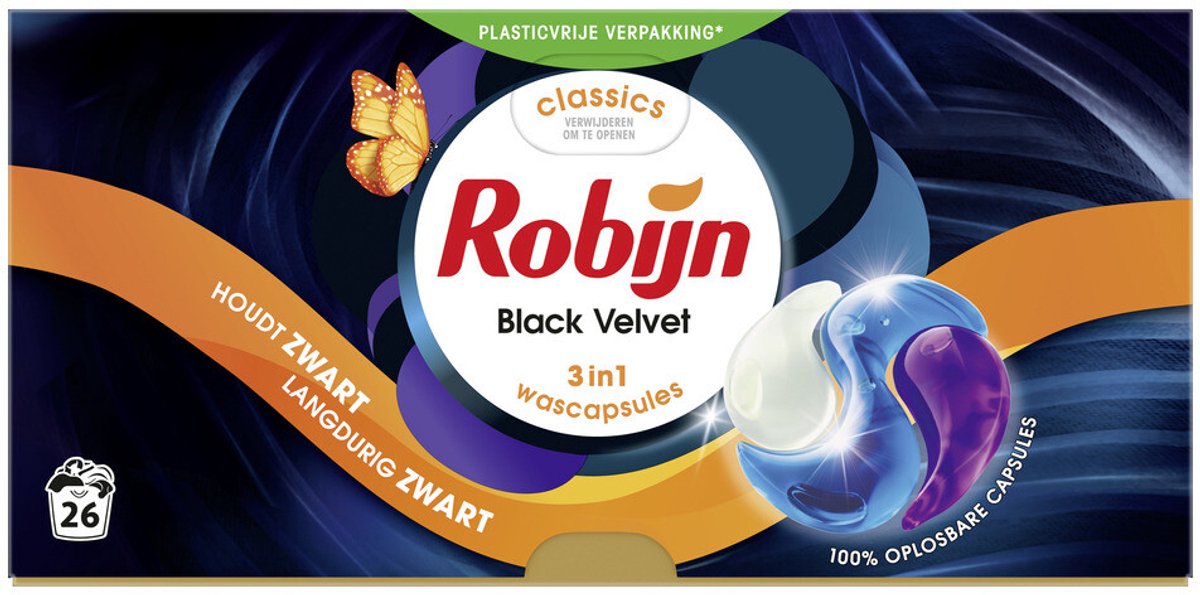 Robijn wascapsules 3-in1 black velvet 26 stuks