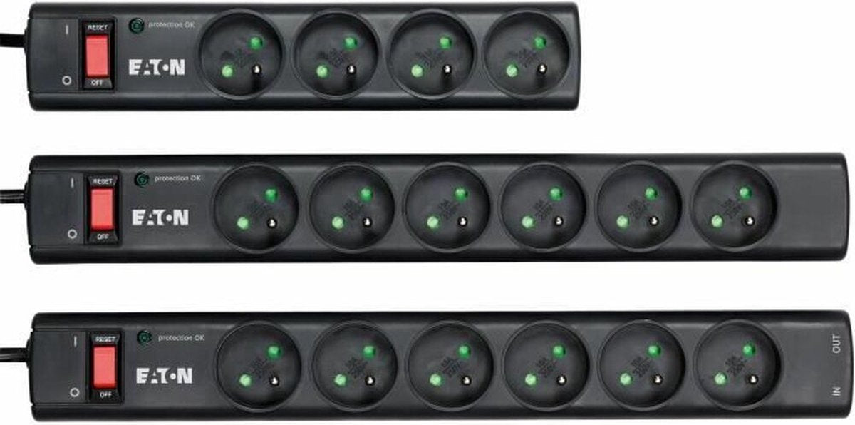 Eaton plug dosenleiste uberspannungsschutz - striscia di protezione 6 fr - ps6f - 6 plug dose francesi - nero