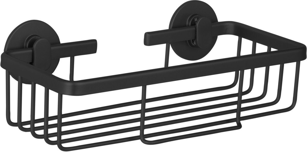 Differnz Estante de Ducha Autoadhesivo Negro - Cesta de Ducha - Rectángulo Colgante - Estante de Ducha sin Taladrar - Aluminio - 25 x 11,6 x 8,1 cm