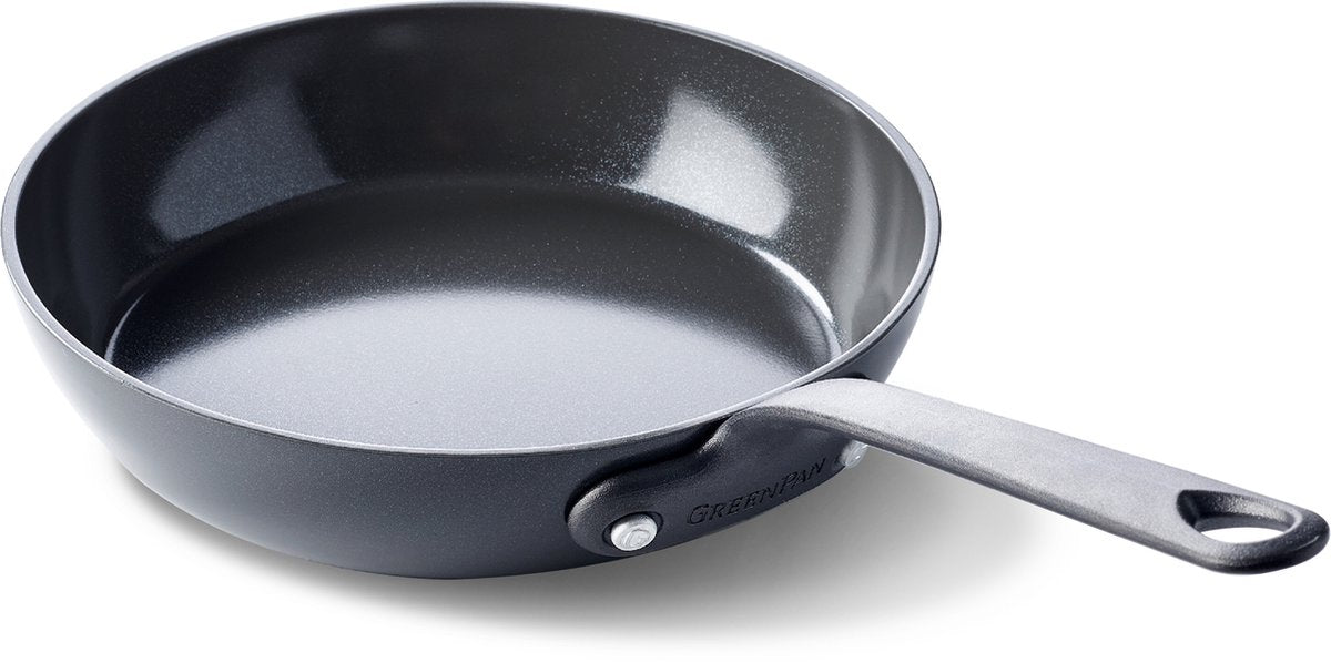 Greenpan craft aluminum frying pan ø30cm - pfas-free - black - induction and dishwasher suitable - oven safe up to 220° - hardened aluminum - stainless steel handles - larger baking surface