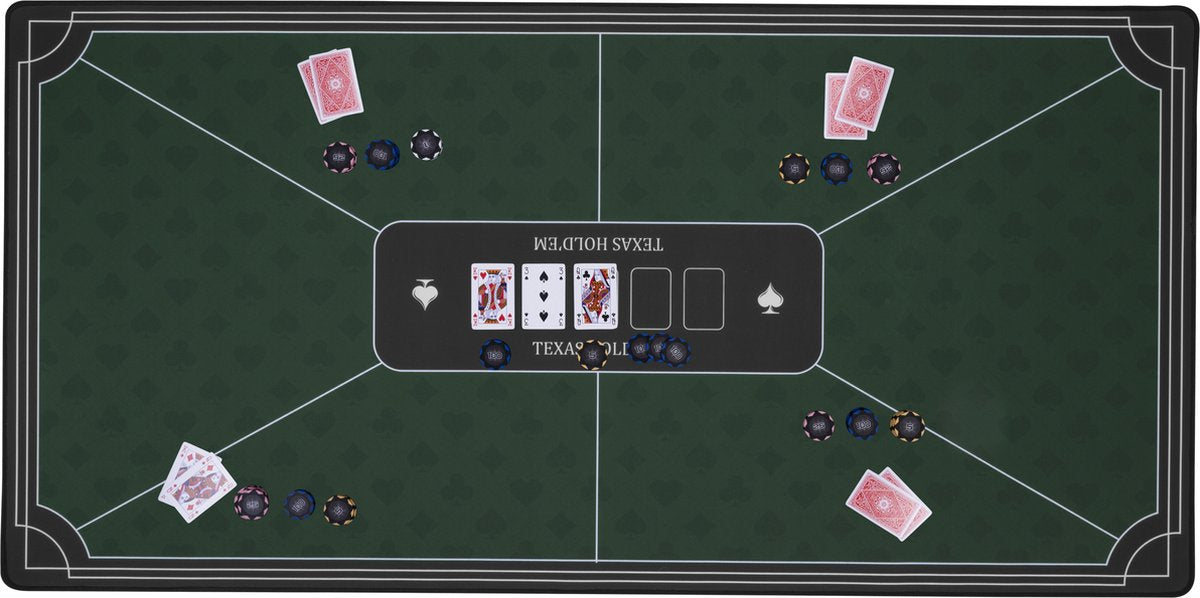 Engelhart pokerkleed groen 120x60 cm - polyester rubber - glad speeloppervlak - poker dobbel accessoire -