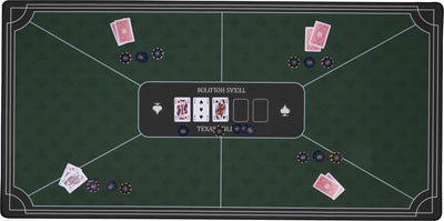 Alfombra de poker Engelhart verde 120x60 cm - goma de poliéster - superficie de juego lisa - accesorio dados de poker -
