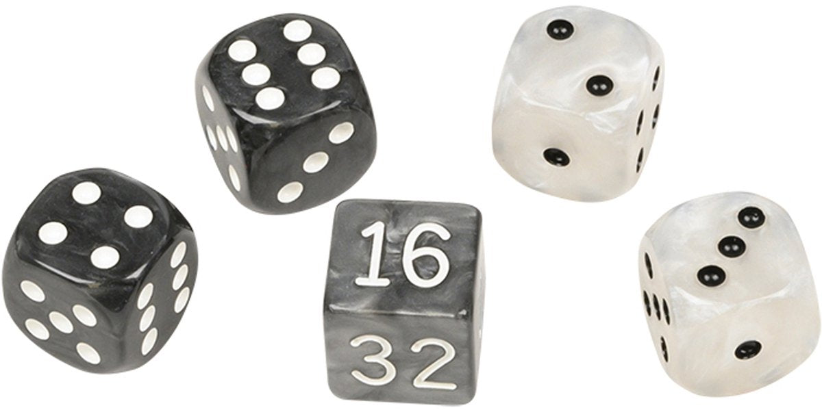 Set di dadi backgammon Philos bianchi e neri 16 mm