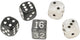 Set di dadi backgammon Philos bianchi e neri 16 mm