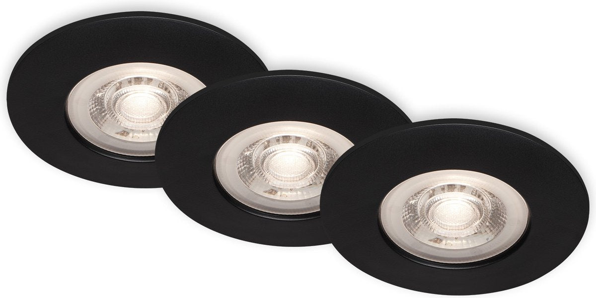 Briloner - led inbouwspots inbouwspot badkamerlamp memory functie set van 3 dimbaar zwart 4,9w ip44 ø9cm