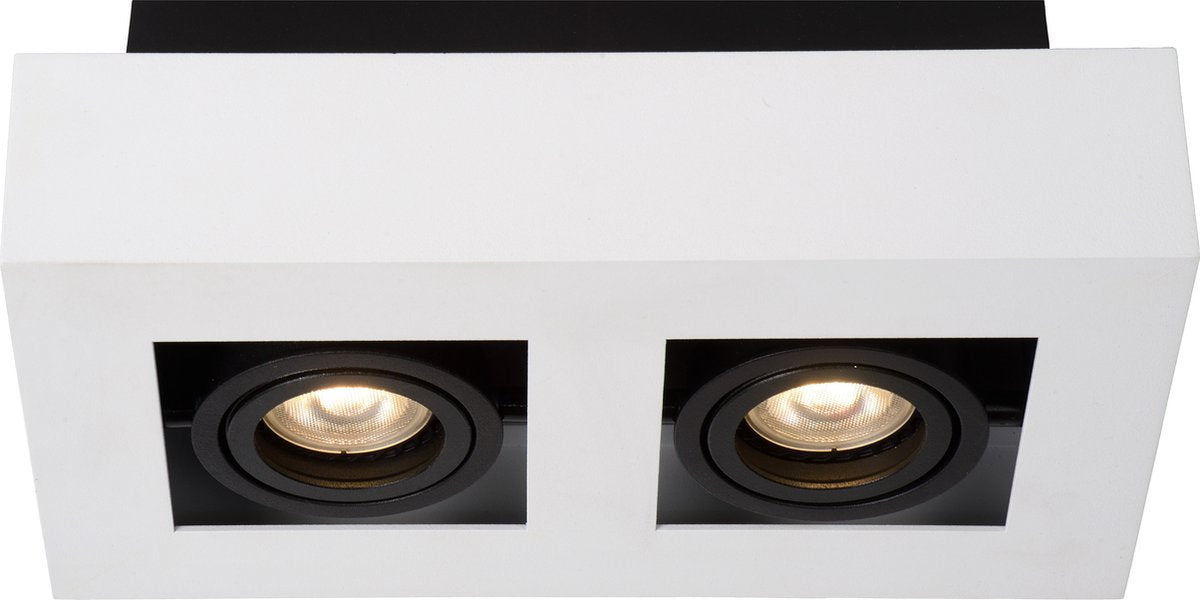 Lucide xirax - plafondspot (plafondlamp) - led dim to warm - gu10 - 2x5w 2200k 3000k - wit