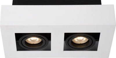 Lucide xirax - foco de techo (lámpara de techo) - led regulable para calentar - gu10 - 2x5w 2200k 3000k - blanco