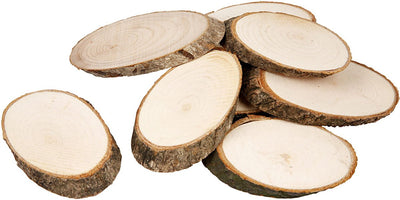 Creativ company wooden disc with bark, size 7.5 x 4.5 cm, thickness 8 mm, 20 pieces 1 box