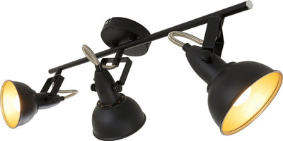 Briloner leuchten soft - plafond spot 3-lichts - plafondlamp retro vintage uitvoering - fitting: e14 max. 40 watt - metaal zwartgoud 55,4 x 10 x 18,1 cm