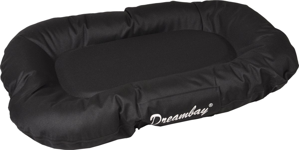Cuccia per cani Flamingo dreambay® ovale nero – 80x60x14 cm – rivestimento lavabile idrorepellente – cuscino per cani resistente –