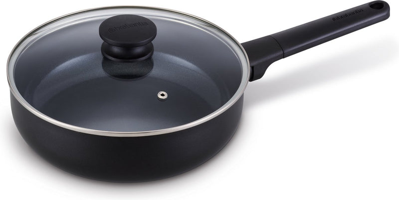 Brabantia vanta sartén con tapa - ø 24cm - 100% libre de pfas - sartén - revestimiento antiadherente cerámico reforzado con titanio - apta para inducción - negra