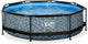 Exit Toys piscina con estructura de piedra de salida ø300 - piscina elevada - con bomba de filtración - redonda - gris