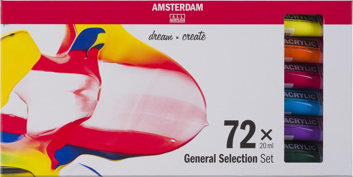 Bruynzeel amsterdam standard series acrylic paint general selection set 20ml, 72pcs.