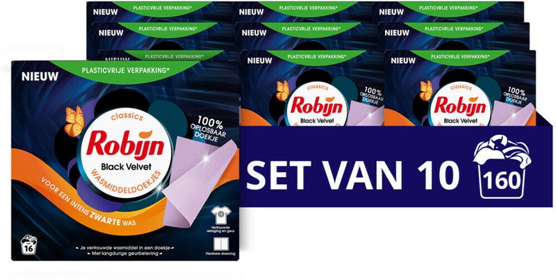 Robijn - salviette detergenti in velluto nero - 160 strisce detergenti - confezione risparmio