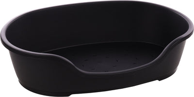 Cesta para perros Flamingo - cesta de plástico tuck ovalada negra xxl 102,5x67cm - antideslizante reciclada - diseño europeo resistente