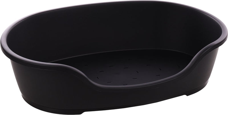 Cesta para perros Flamingo - cesta de plástico tuck ovalada negra xxl 102,5x67cm - antideslizante reciclada - diseño europeo resistente
