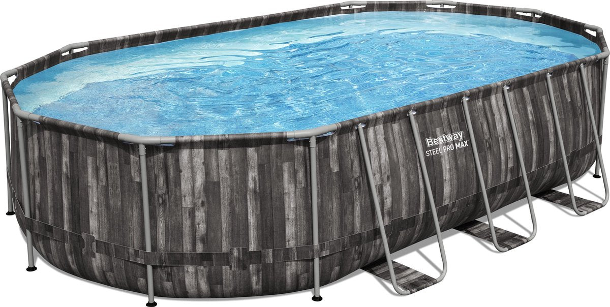 Conjunto piscina elevada Bestway steel pro max 6,10 m x 3,66 m x 1,22 m