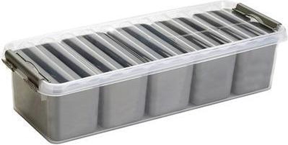 Sunware - box portaoggetti q-line con 7 contenitori 3,5l metallo trasparente - 39 x 14 x 9,5 cm
